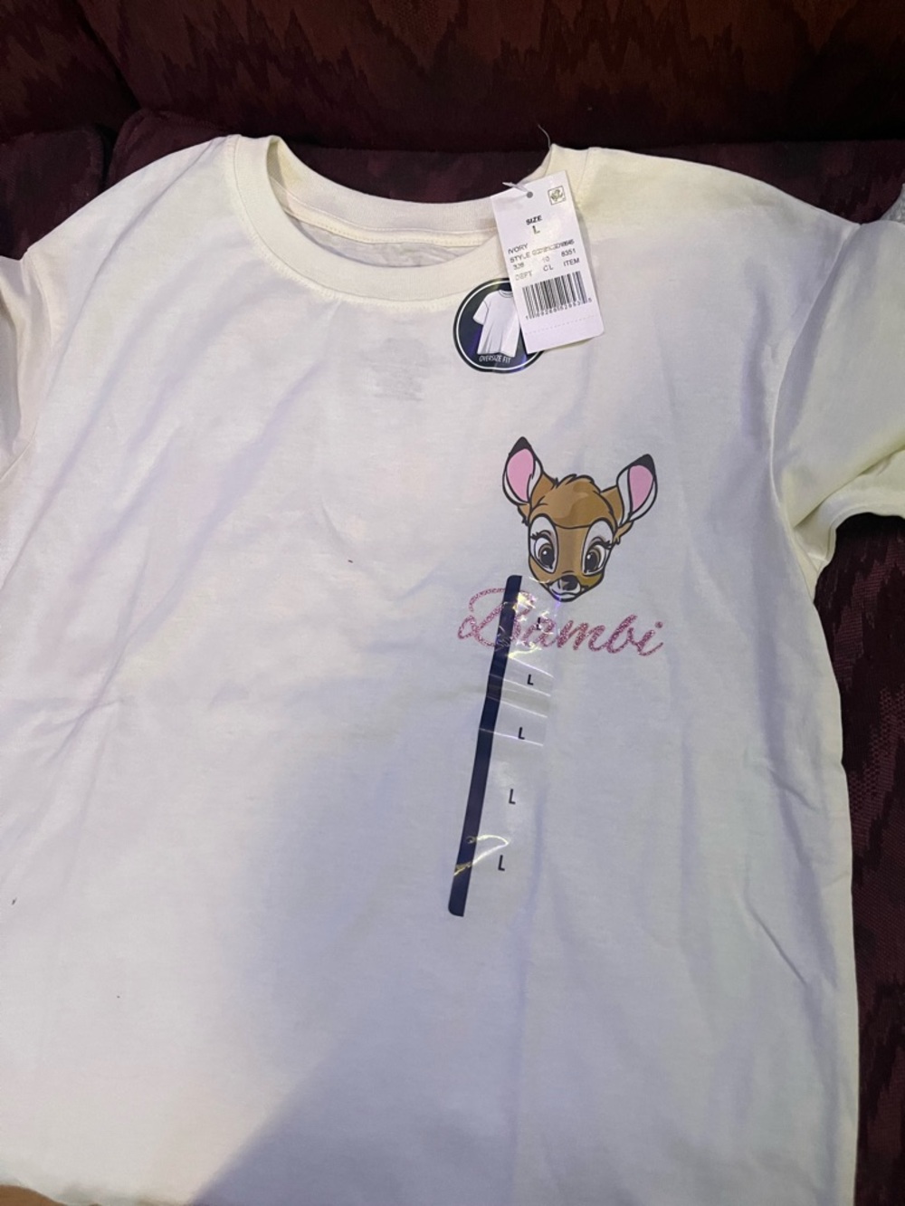 Bambi Graphic Tee - Cream with Pink Accent